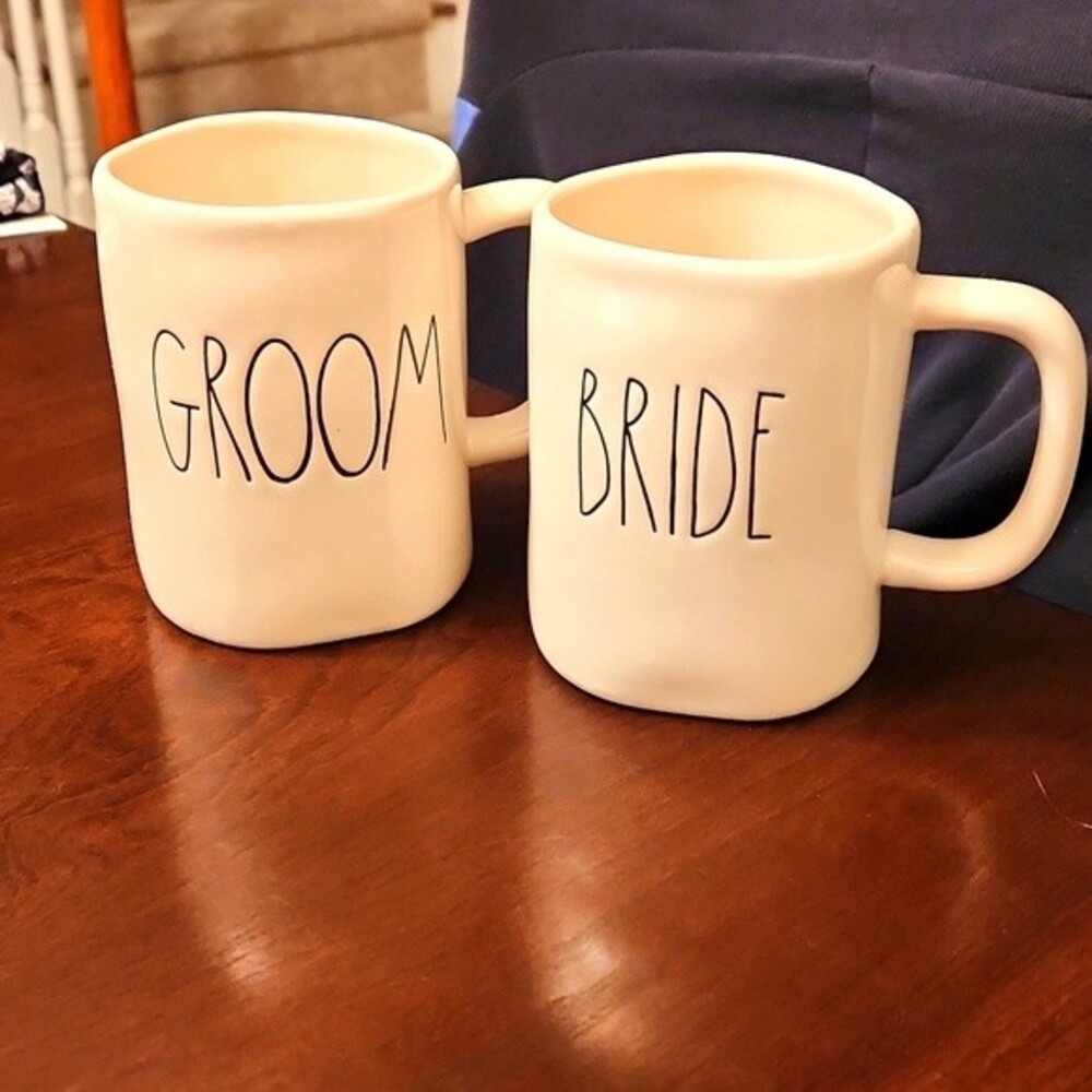 Rae Dunn "Bride" & "Groom" Mugs Wedding Set